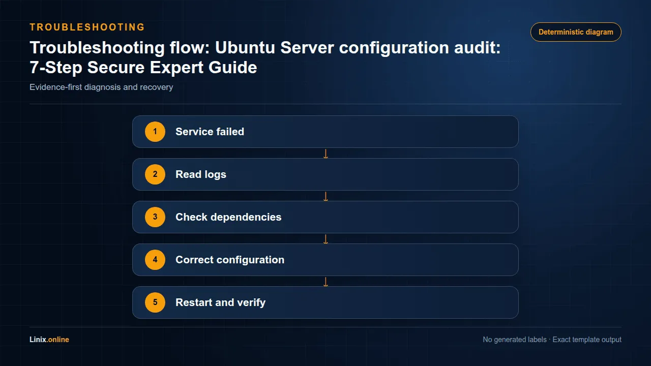 Troubleshooting flow diagram for Ubuntu Server configuration audit: 7-Step Secure Expert Guide